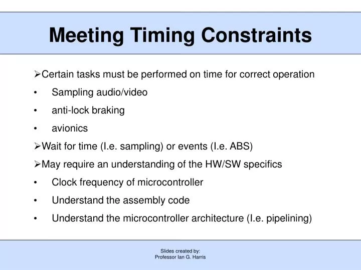 meeting timing constraints