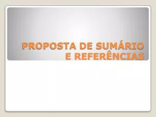 proposta de sum rio e refer ncias