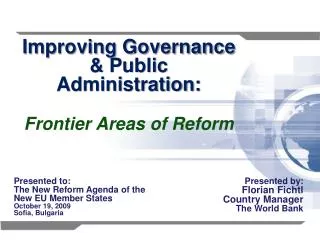 Improving Governance &amp; Public Administration: Frontier Areas of Reform