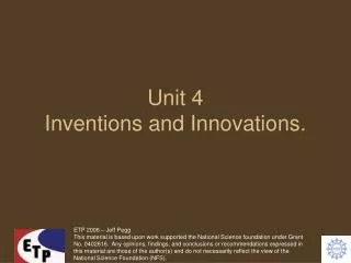 Unit 4 Inventions and Innovations.