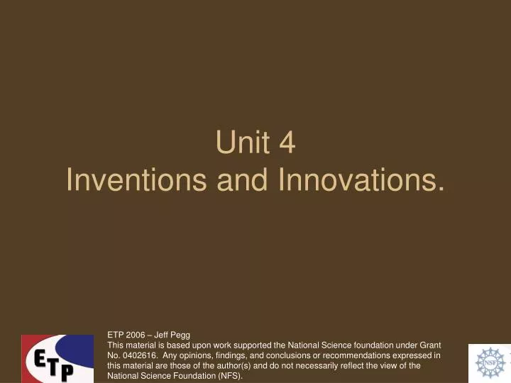 unit 4 inventions and innovations