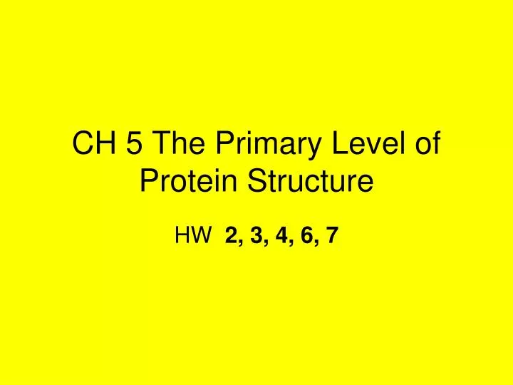 ch 5 the primary level of protein structure