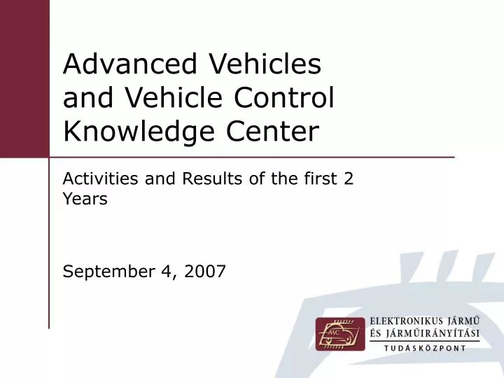 advanced vehicles and vehicle control knowledge center