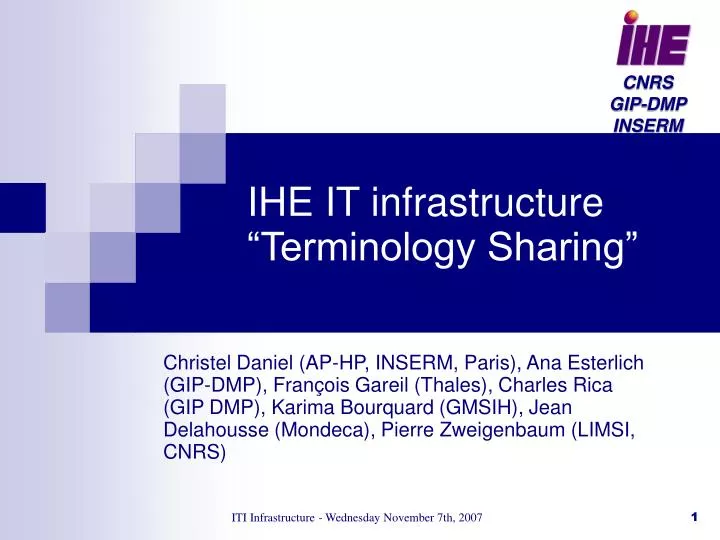 ihe it infrastructure terminology sharing