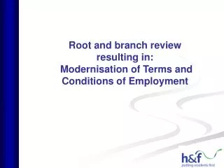 Root and branch review resulting in: Modernisation of Terms and Conditions of Employment