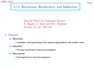 L11: Recursion, Recurrence, and Induction