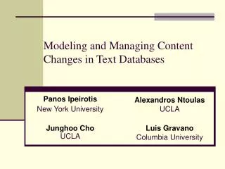 Modeling and Managing Content Changes in Text Databases