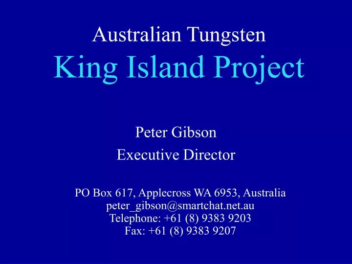 australian tungsten king island project