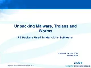 Unpacking Malware, Trojans and Worms