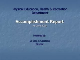Physical Education, Health &amp; Recreation Department