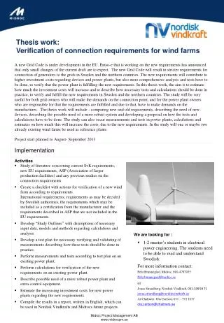 Thesis work: Verification of connection requirements for wind farms