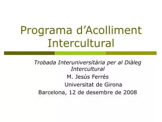 programa d acolliment intercultural