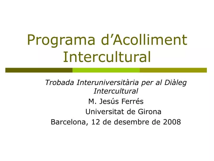 programa d acolliment intercultural