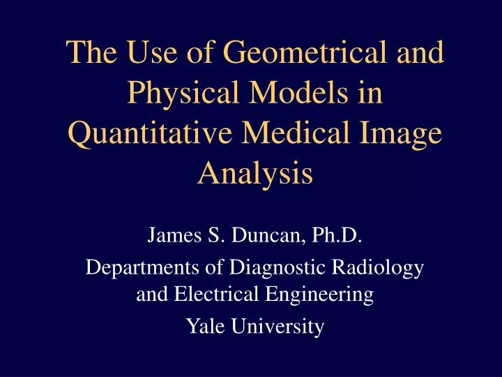 the use of geometrical and physical models in quantitative medical image analysis