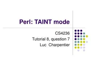 Perl: TAINT mode
