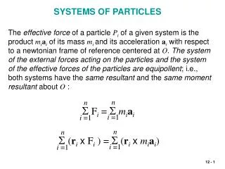 SYSTEMS OF PARTICLES