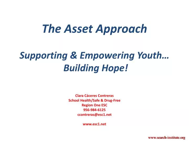 the asset approach supporting empowering youth building hope