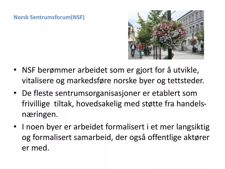 norsk sentrumsforum nsf