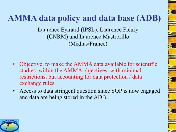 amma data policy and data base adb