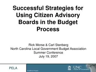Successful Strategies for Using Citizen Advisory Boards in the Budget Process