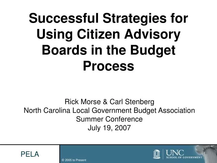 successful strategies for using citizen advisory boards in the budget process