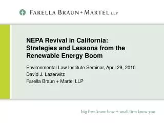 NEPA Revival in California: Strategies and Lessons from the Renewable Energy Boom
