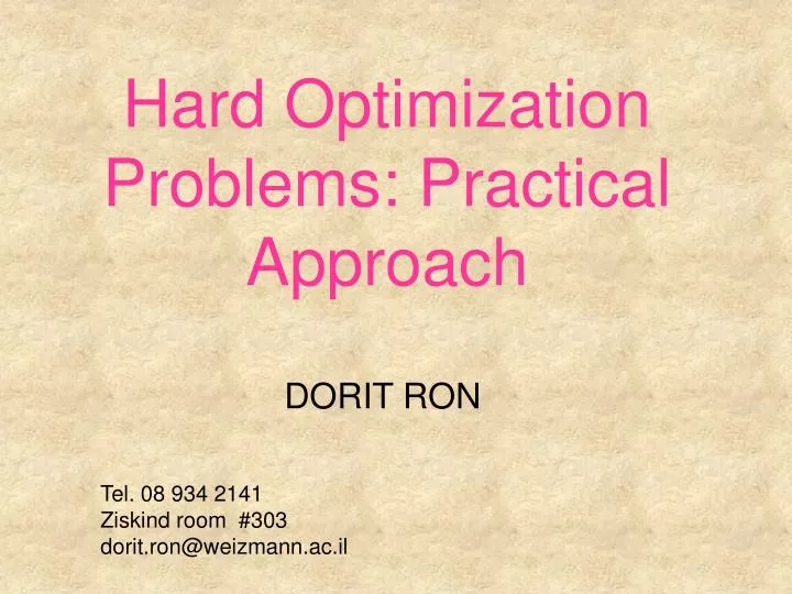 hard optimization problems practical approach