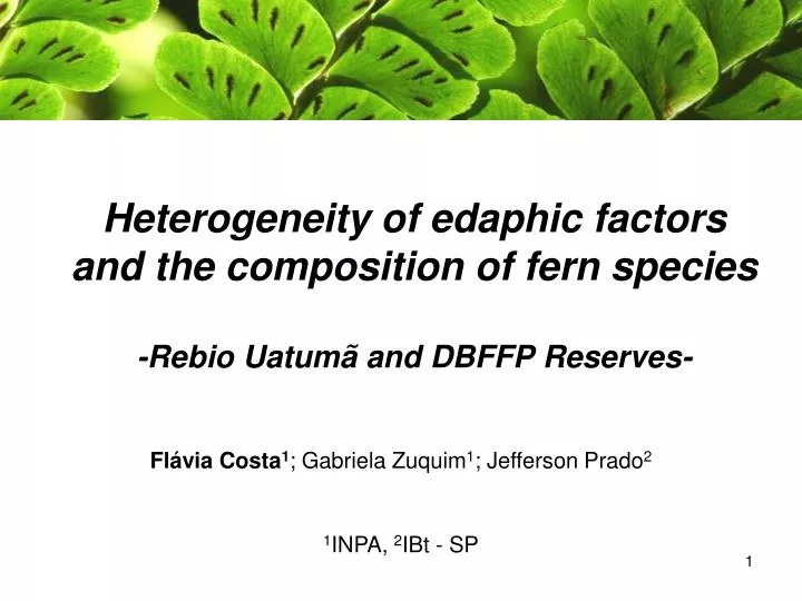 heterogeneity of edaphic factors and the composition of fern species rebio uatum and dbffp reserves