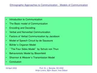 Introduction to Communication The Basic model of Communication Encoding and Decoding