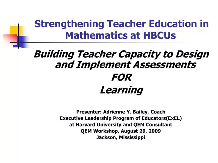 strengthening teacher education in mathematics at hbcus