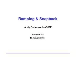 Ramping &amp; Snapback