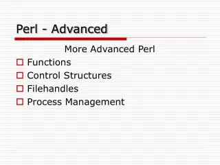 Perl - Advanced