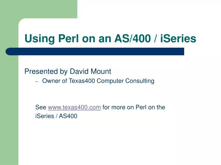 using perl on an as 400 iseries