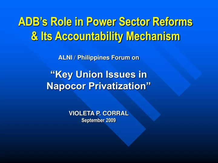 adb s role in power sector reforms its accountability mechanism