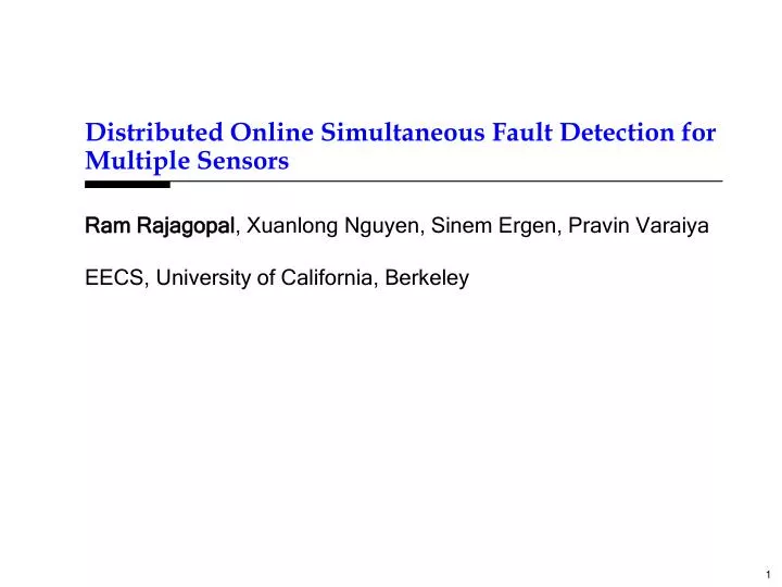 distributed online simultaneous fault detection for multiple sensors
