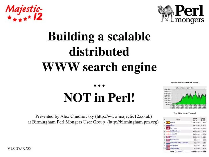 building a scalable distributed www search engine not in perl