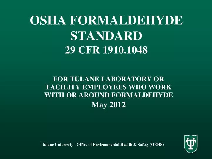 osha formaldehyde standard 29 cfr 1910 1048