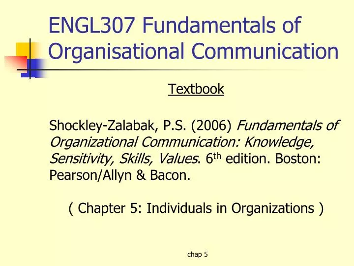 engl307 fundamentals of organisational communication