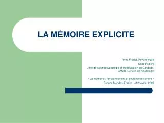 la m moire explicite