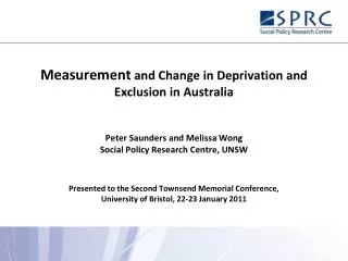 Measurement and Change in Deprivation and Exclusion in Australia
