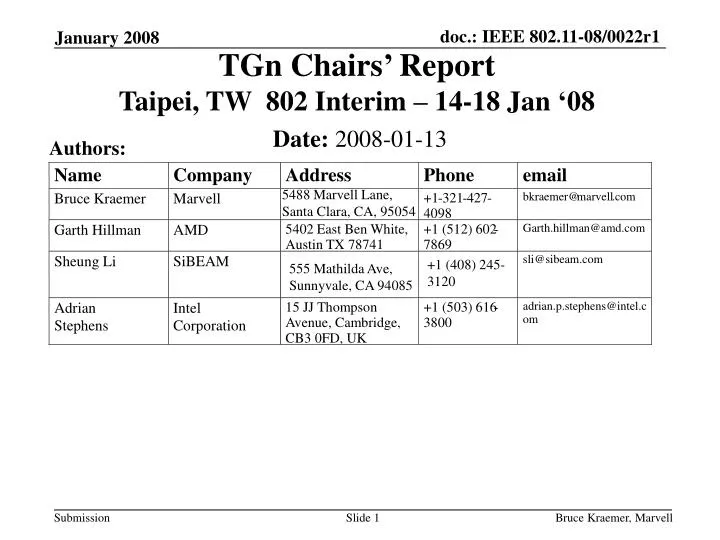 tgn chairs report taipei tw 802 interim 14 18 jan 08
