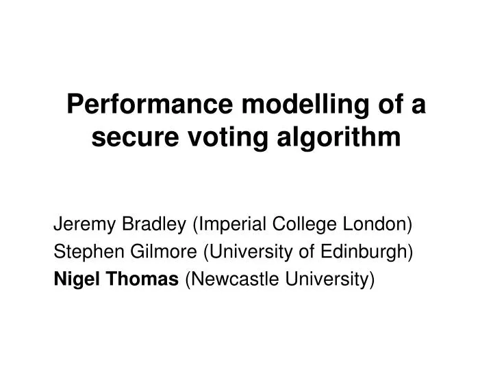 performance modelling of a secure voting algorithm