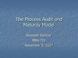 The Process Audit and Maturity Model