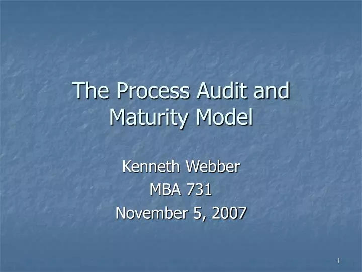 the process audit and maturity model