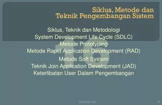 siklus metode dan teknik pengembangan sistem