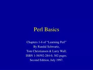 Perl Basics