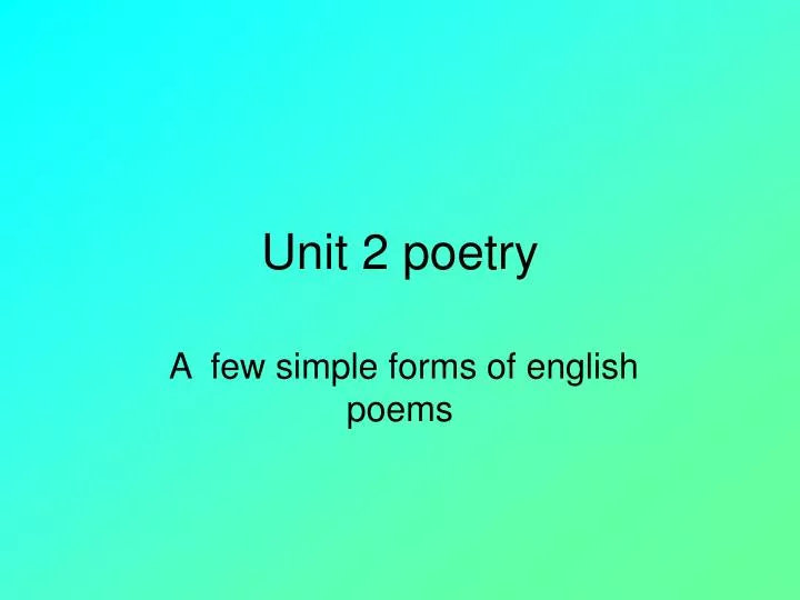 unit 2 poetry