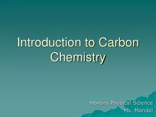 introduction to carbon chemistry
