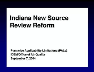 Indiana New Source Review Reform
