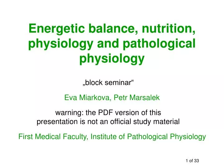energetic balance nutrition physiology and pathological physiology